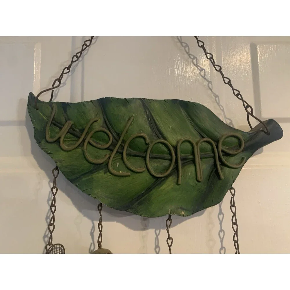 Welcome Busy Bee/Gardening Ceramic Door Hanger Vtg 15”x9”